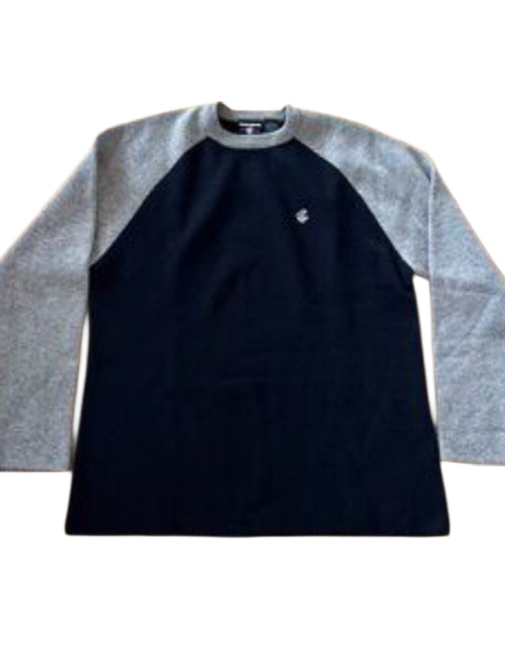 Y2K Rocawear 100% Wool Long-Sleeve Raglan Sweater Hip Hop Black & Gray Sz XL